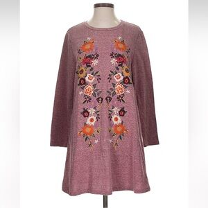 NWOT: Umgee Boho Floral Embroidered Long Sleeve Dress• Small